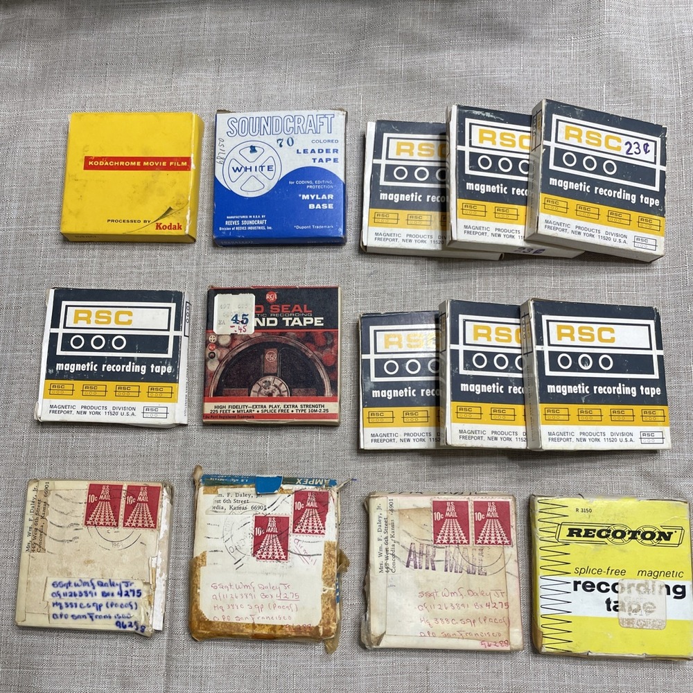 Vintage Reel-to-Reel Tape Lot RSC Kodak Recoton + War Era Airmail Reels